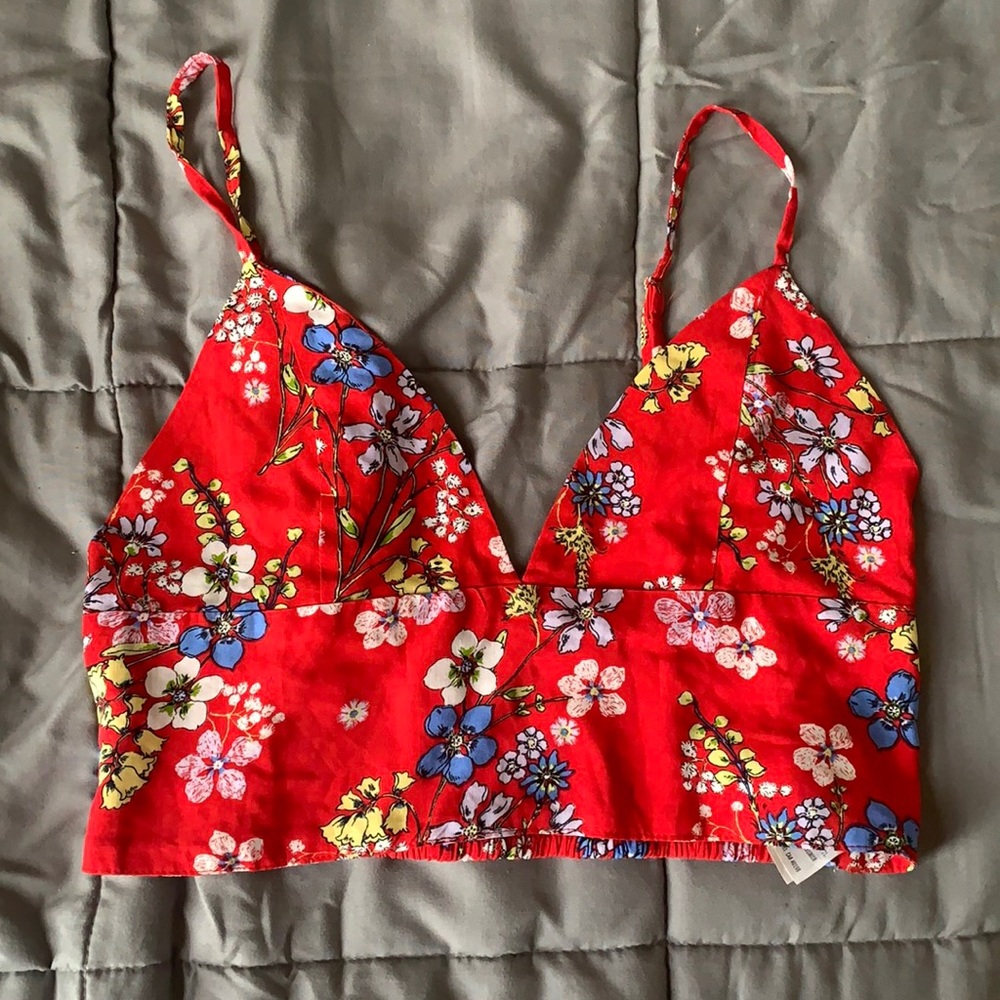 Floral red crop top
